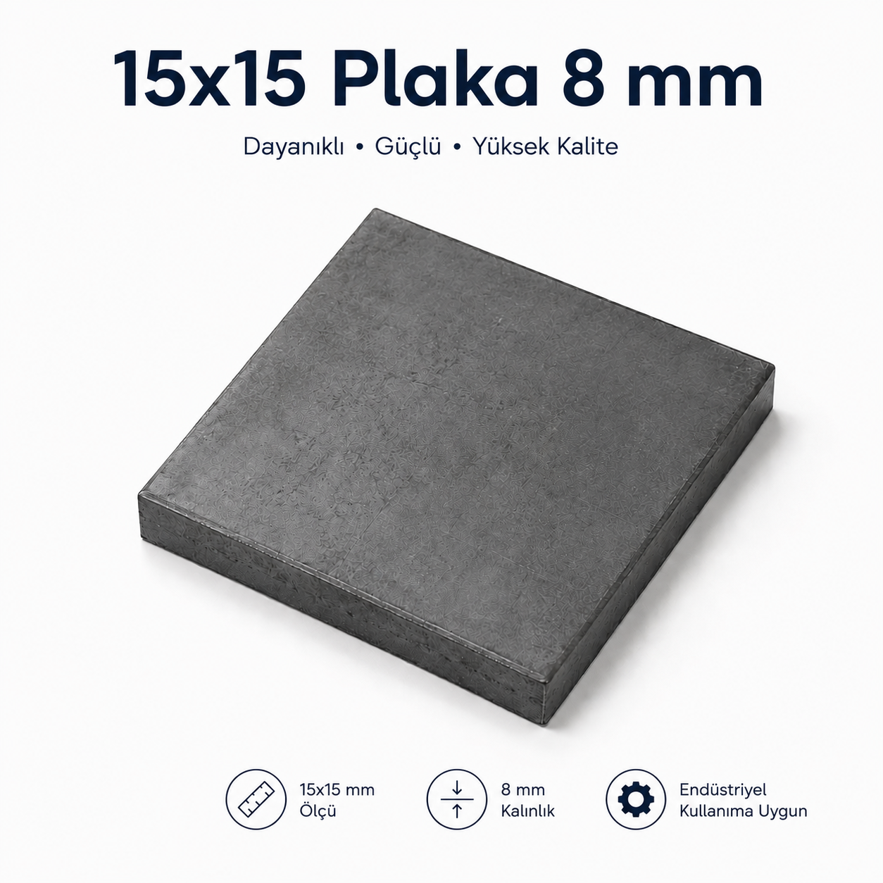 15x15cm Plaka 8 mm -Siyah 8 mm Flanş