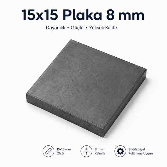 15x15cm Plaka 8 mm -Siyah 8 mm Flanş
