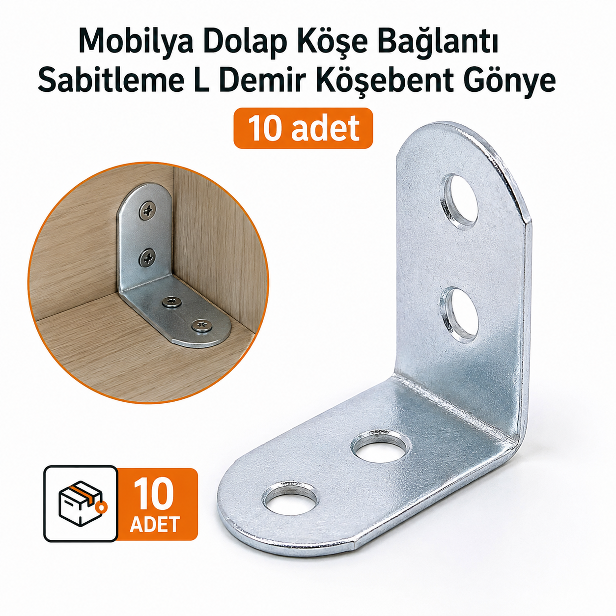 Mobilya Duvar Dolap Raf Köşe Bağlantı Sabitleme L Demir Köşebent Metal Gönye 30 x 30