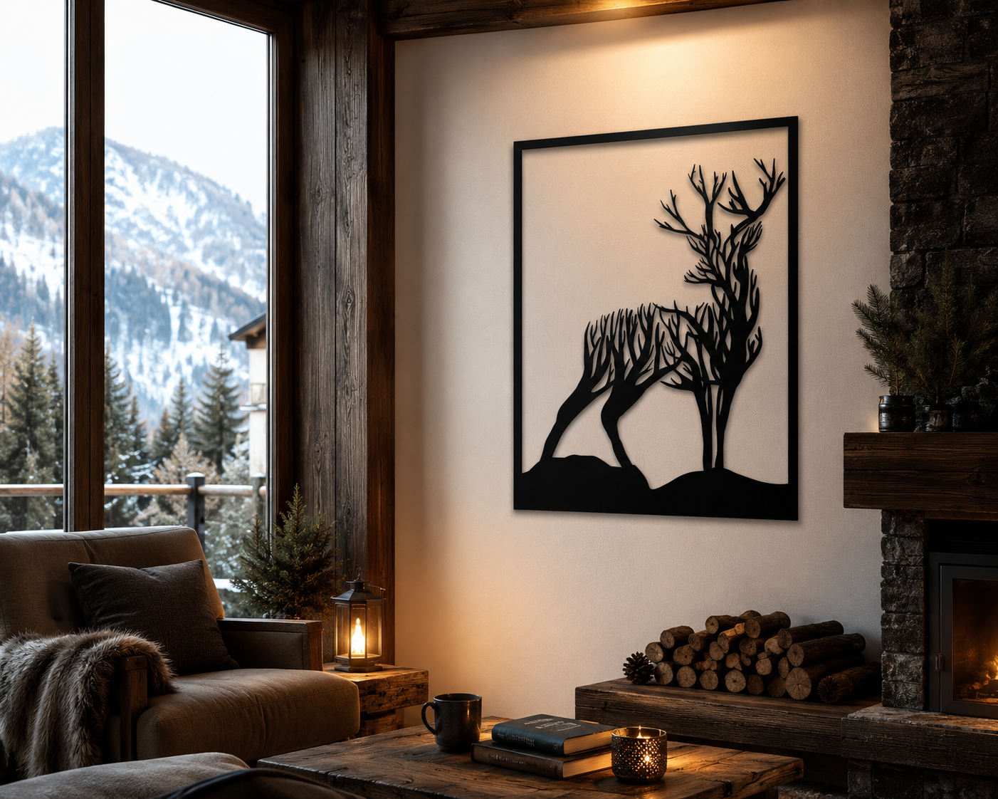 Orman Geyiği Metal Duvar Tablosu | Doğa Temalı Rustik Duvar Dekoru | 50x65 - 120x155 cm