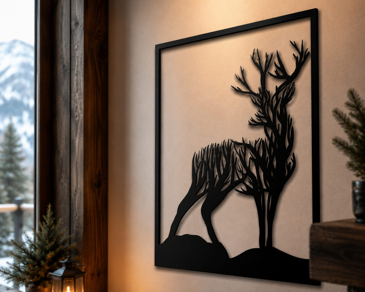 Orman Geyiği Metal Duvar Tablosu | Doğa Temalı Rustik Duvar Dekoru | 50x65 - 120x155 cm