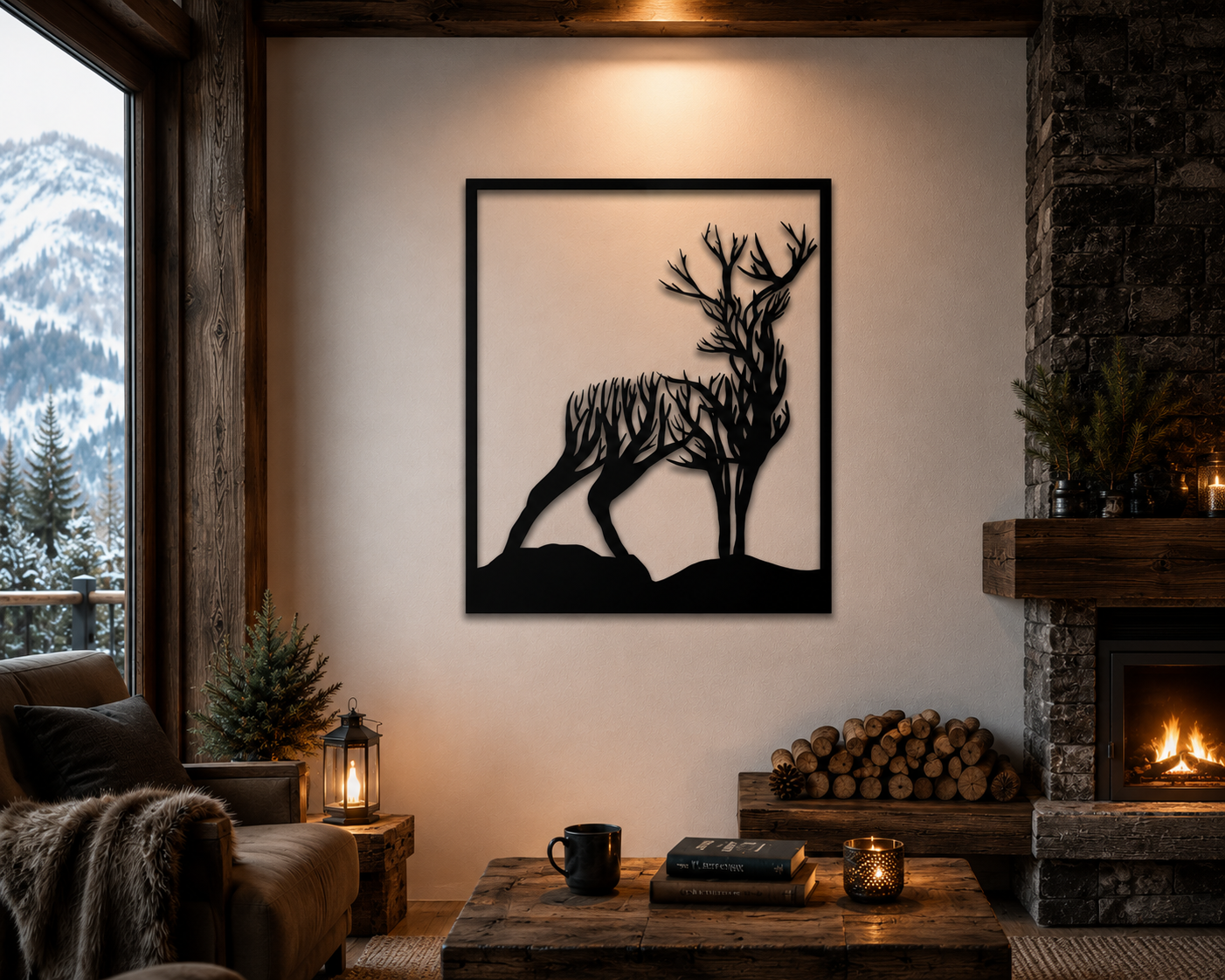 Orman Geyiği Metal Duvar Tablosu | Doğa Temalı Rustik Duvar Dekoru | 50x65 - 120x155 cm