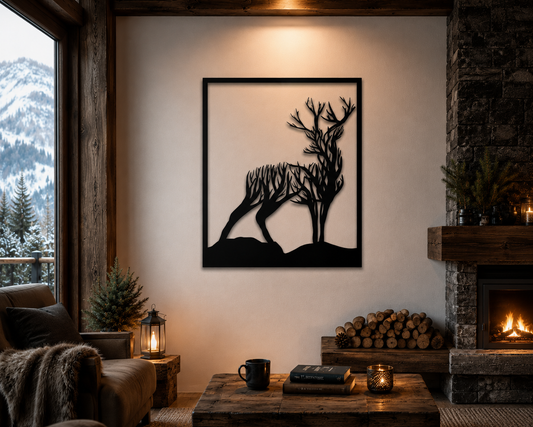 Orman Geyiği Metal Duvar Tablosu | Doğa Temalı Rustik Duvar Dekoru | 50x65 - 120x155 cm