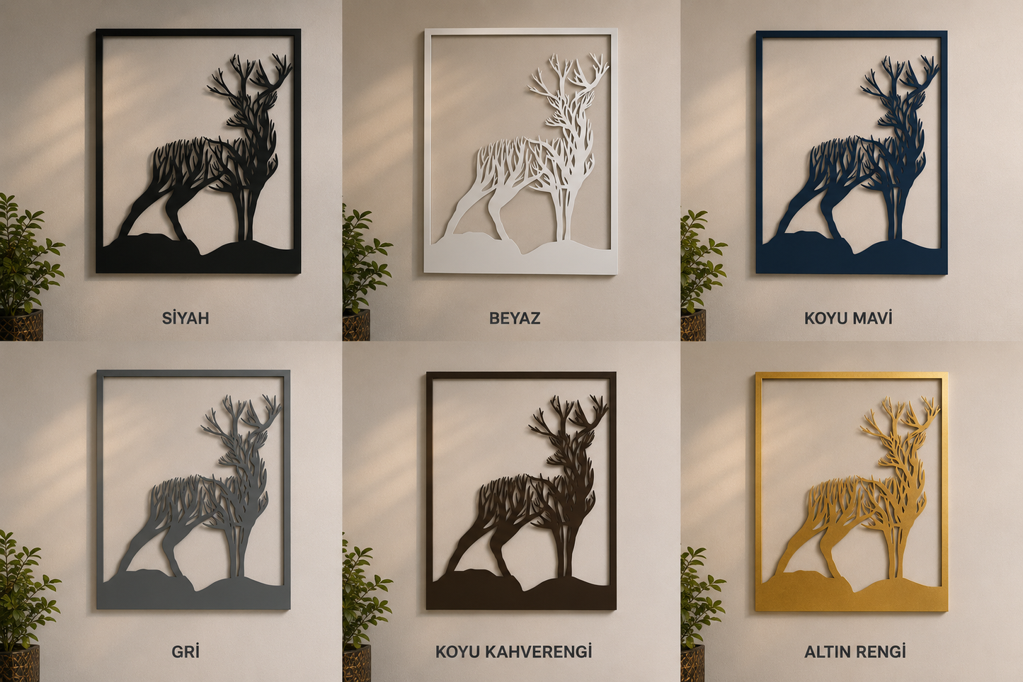 Orman Geyiği Metal Duvar Tablosu | Doğa Temalı Rustik Duvar Dekoru | 50x65 - 120x155 cm